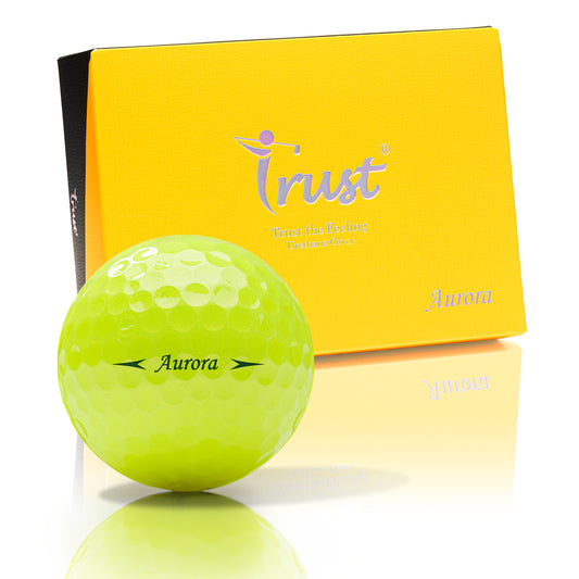 Trust Golf Balls Aurora Yellow – Balles de golf colorées, uréthane cristal, boîte de 12