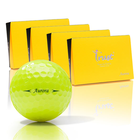 Trust Golf Balls Aurora Yellow – Balles de golf colorées, uréthane cristal, boîte de 48