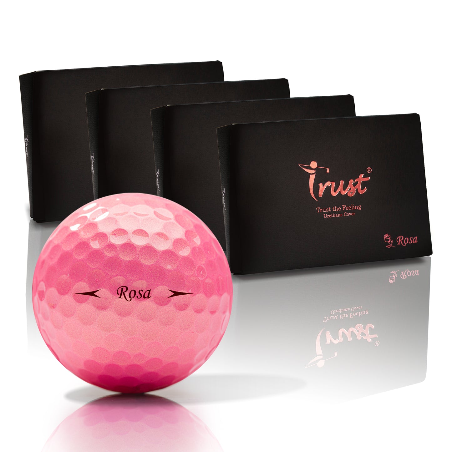 Trust Golf Balls Rosa Pink – Balles de golf colorées, uréthane cristal, boîte de 48, Roségold