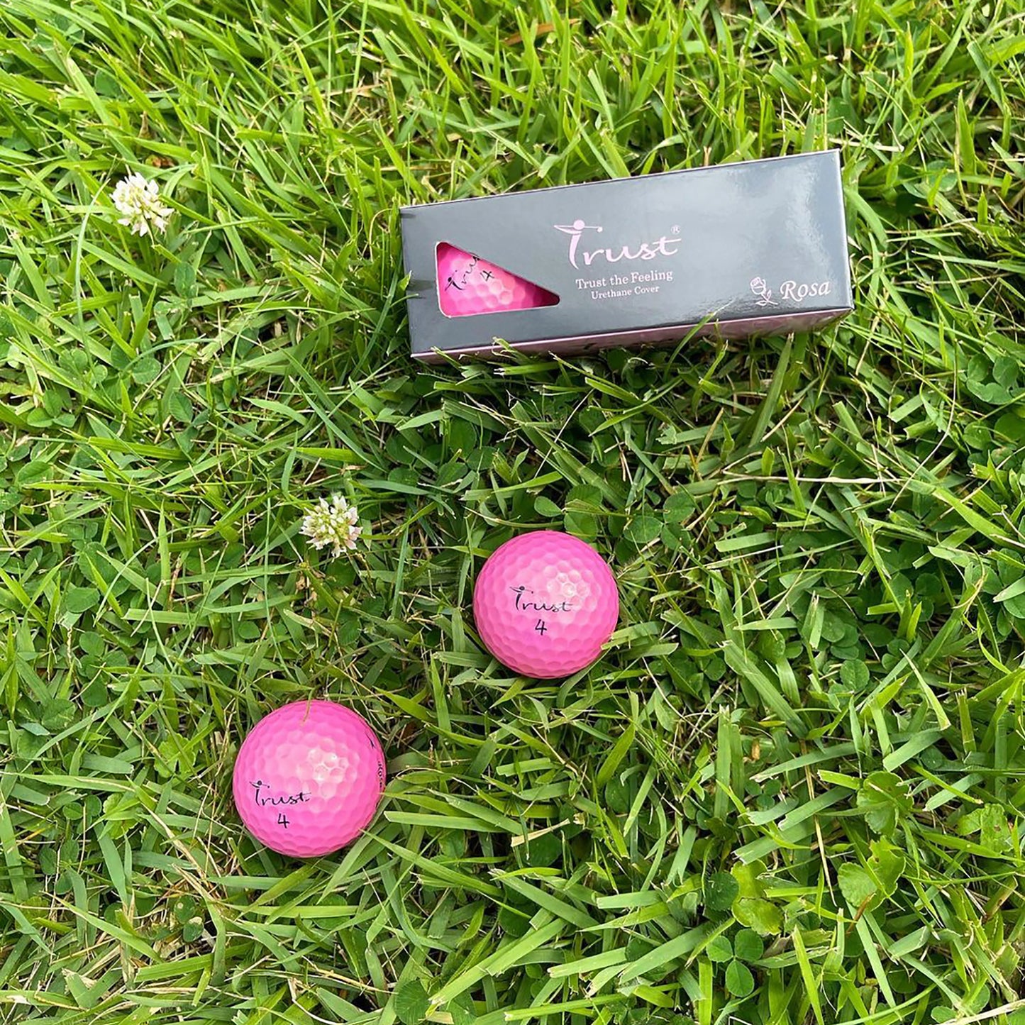 Trust Golf Balls Rosa Pink – Balles de golf colorées, uréthane cristal, boîte de 48, Roségold