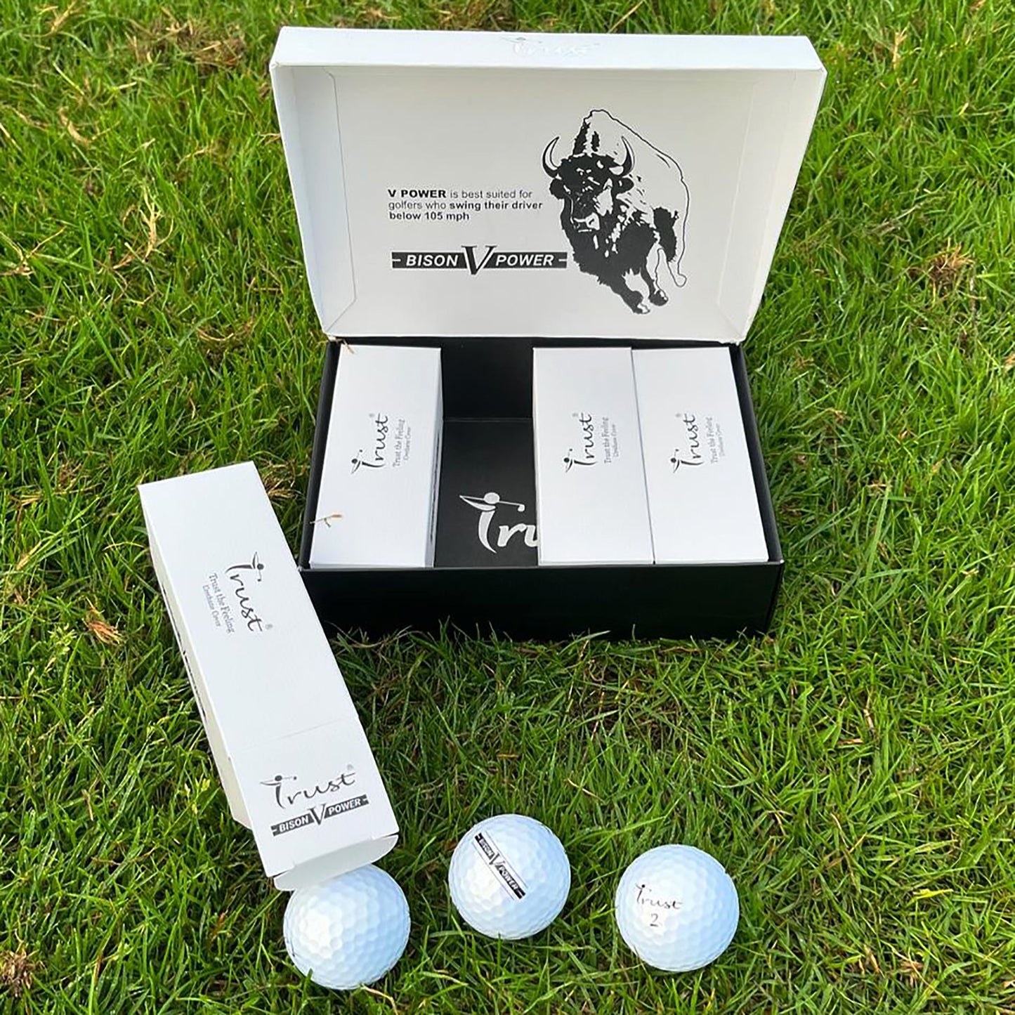 Trust Golf Balls Bison V Power – Pour golfeurs ambitieux : distance maximale <169 km/h, boîte de 12